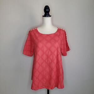 Madewell Eyelet Coral Top Medium